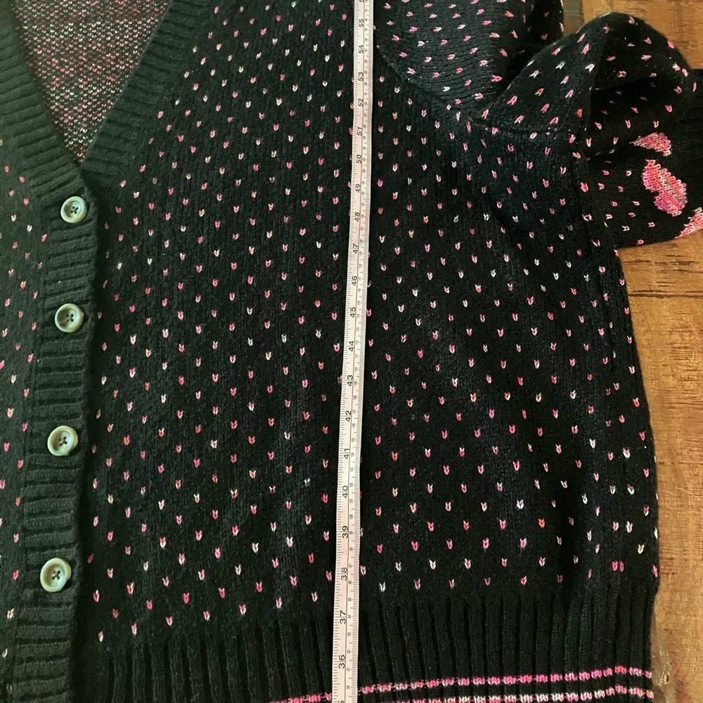 Torrid Heart Print Cardigan Sweater Black Size 5X Drop Shoulder Button Front - Picture 11 of 13
